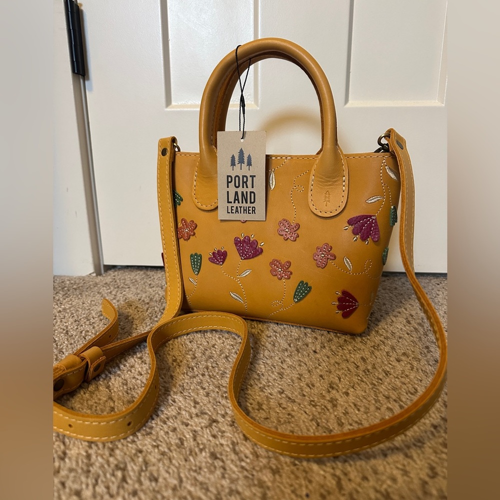 BNWT Portland Leather Yellow Floral Handbag